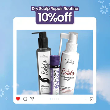 Dry Scalp Repair Bundle ( Roots Serum 120ml / BIOTIN-PRO Shots Pack 15 Vials / Roots Hair Refreshing Shampoo 200ml )