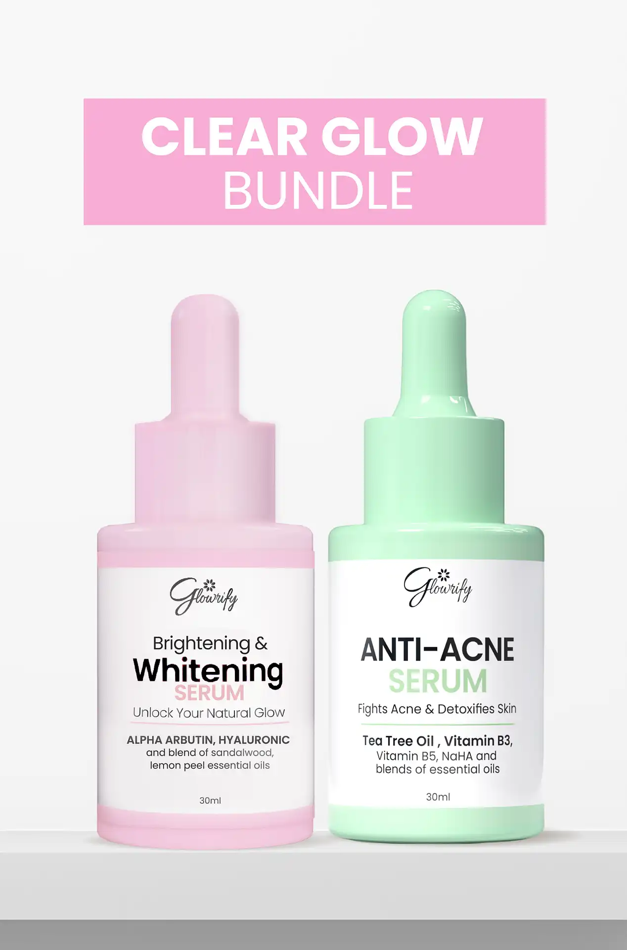 Clear Glow Bundle ( Anti-Acne + Brightening & Whitening Serum)